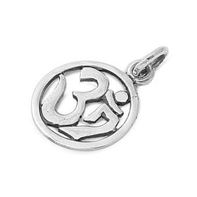 16mm Om Pendant Sterling Silver Marked 925 Yoga charm - SP911 - BeadPrism