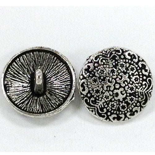 10 Pc  Antique Silver Tone Pewter Buttons - PBF323 - BeadPrism