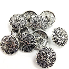 Load image into Gallery viewer, 10 Pc  Antique Silver Tone Pewter Buttons - PBF323 - BeadPrism