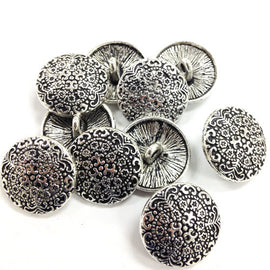 10 Pc  Antique Silver Tone Pewter Buttons - PBF323 - BeadPrism