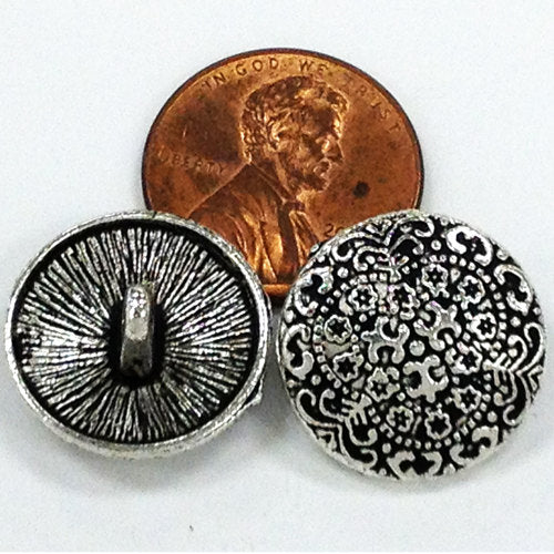 10 Pc  Antique Silver Tone Pewter Buttons - PBF323 - BeadPrism