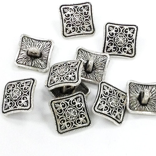 10 Pewter 13.5mm Button Clasp Antique Silver PBF324 - BeadPrism