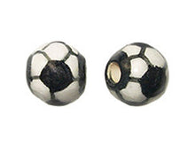 Load image into Gallery viewer, 100 pcs 10mm Ceramic Soccer Sport Beads - Hand Painted, Team sports beads, DS60-100 - BeadPrism