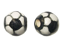 20 pcs 13mm Soccer Sport Hand Painted Ceramic Beads, fits 2mm cord - DS17 - BeadPrism