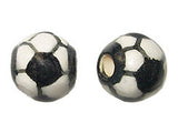20 pcs 13mm Soccer Sport Hand Painted Ceramic Beads, fits 2mm cord - DS17