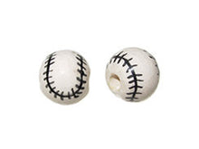 Load image into Gallery viewer, 20pc 8mm Ceramic Baseball Sport Beads - Hand Painted DS94 - BeadPrism
