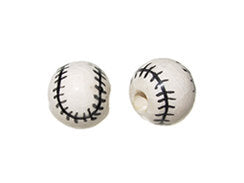 20pc 8mm Ceramic Baseball Sport Beads - Hand Painted DS94 - BeadPrism