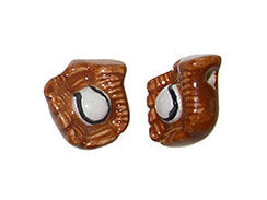 20pc Ceramic Baseball Glove & Ball  Sport Beads, Hand Painted - DS145 - BeadPrism