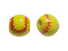 Load image into Gallery viewer, 20pcs SoftBall Beads, 11mm Ceramic Sport Beads, Hand Painted, Large hole softball Beads - DS154-1 - BeadPrism
