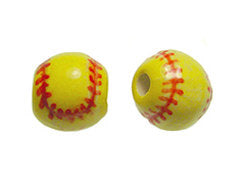 20pcs SoftBall Beads, 11mm Ceramic Sport Beads, Hand Painted, Large hole softball Beads - DS154-1 - BeadPrism