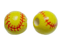 20pc 13mm Ceramic Softball Sport Beads-Hand Painted DS154 - BeadPrism