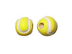 20pcs Tennis Sports Beads, 8mm Ceramic Large Tennis Ball Bead, Hand Painted tennis ball beads - DS99 - BeadPrism