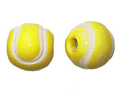 20pcs 11mm Tennis Ball Sport Beads - Hand Painted DS220 - BeadPrism