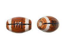 Load image into Gallery viewer, 20pcs Ceramic Football Sports beads, 10 mm x 14 mm Horizontal Hole 2mm, Hand Painted Beads - DS106 - BeadPrism