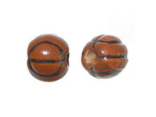Load image into Gallery viewer, 20pc 8mm Ceramic Basketball Sport Beads small basket ball bead, large hole bead Hand Painted - DS107 - BeadPrism