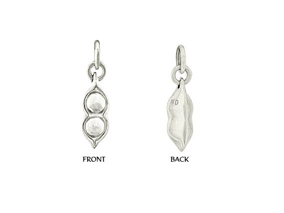 2 Peas in a pod charm Heavy Silver Plated over bronze  - SP907 - BeadPrism