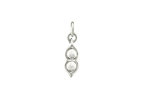 2 Peas in a pod charm Heavy Silver Plated over bronze  - SP907 - BeadPrism