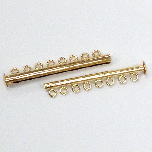 8 Strand 14K Gold Filled Magnetic Silder Tube Clasp, 46mm - GF681-8 - BeadPrism