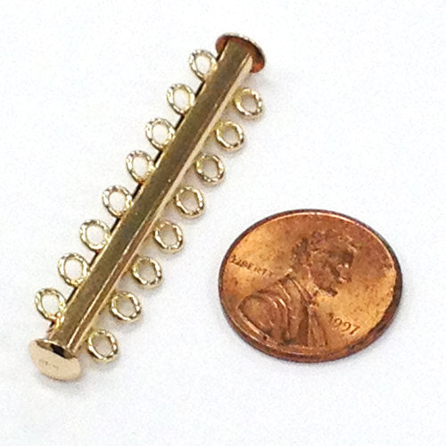 8 Strand 14K Gold Filled Magnetic Silder Tube Clasp, 46mm - GF681-8 - BeadPrism