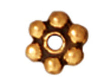 Load image into Gallery viewer, 100 Pc Daisy Heishi Spacer Bead 3mm Antique Gold Finish Tierracast Spacer Beads - P0418GA - BeadPrism
