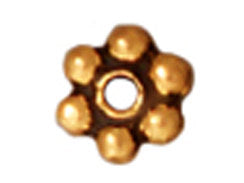 100 Pc Daisy Heishi Spacer Bead 3mm Antique Gold Finish Tierracast Spacer Beads - P0418GA - BeadPrism