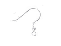 10 Pcs - 20mm Sterling Silver Round Earwire with Bead and Coil SF651 - BeadPrism