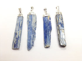 Blue Kyanite Pendant with silver Plated Cap - DP5Kyanite 1 - BeadPrism