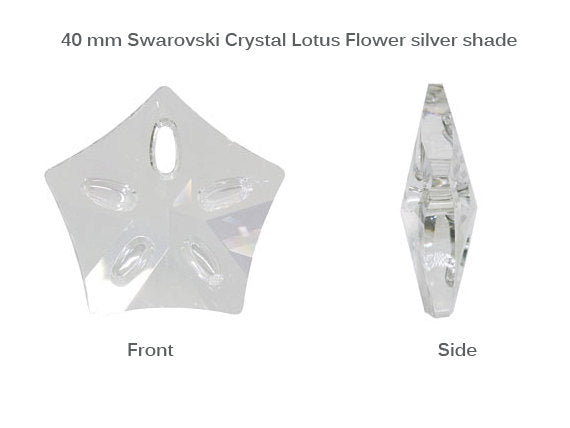 Lotus flower Pendant Swarvoski Crystals 40mm Silver Shade, Yoga, buddha, Lotus Pendant - 6908-40SS - BeadPrism