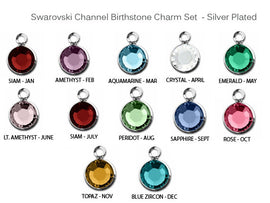 60 Pcs Crystal Birthstone Charm 6mm Swarovski Bezel set Sterling Silver 5 of each month - CC6S-SET60 - BeadPrism