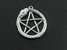 Load image into Gallery viewer, Pentacle Snake Pendant, Sterling Silver Pendant Snake Pentacle, Circle snake Pentacle Pendant - SP91 - BeadPrism