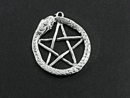 Pentacle Snake Charm Sterling silver 21mm, Snake Charms, Celtic, Circle snake Pentacle Charm - SP91 - BeadPrism