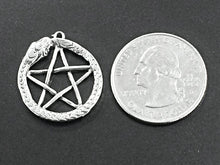 Load image into Gallery viewer, Pentacle Snake Pendant, Sterling Silver Pendant Snake Pentacle, Circle snake Pentacle Pendant - SP91 - BeadPrism