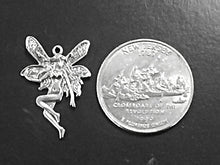 Load image into Gallery viewer, Fairy Sterling Silver Charm,  Cute Fairy or Pixie charm 1 Inch 925 Sterling Silver Fairy Charm- SP30 - BeadPrism