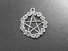 Silver Pentacle Pendant, Silver Flower Garland Pentacle, Sterling Silver Pentagram Pendant - SP14 - BeadPrism
