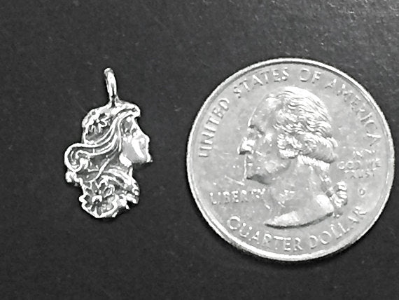 Flower Maiden Goddess Charm Sterling Silver SP03 - BeadPrism