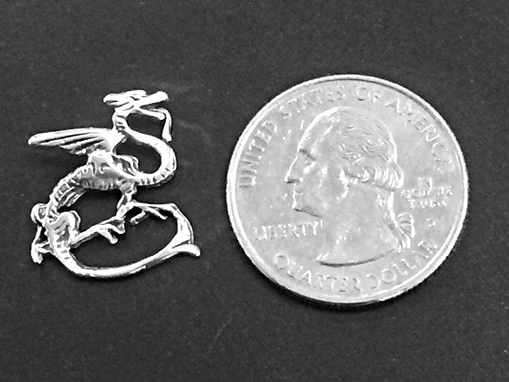 Dragon Pendant, Sterling silver, 3/4" Tall - SP59 - BeadPrism