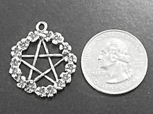 Load image into Gallery viewer, Silver Pentacle Pendant, Silver Flower Garland Pentacle, Sterling Silver Pentagram Pendant - SP14 - BeadPrism