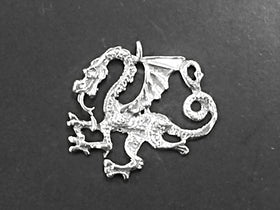 925 Sterling Silver Dragon Pendant,  27 mm x 26 mm - SP60 - BeadPrism