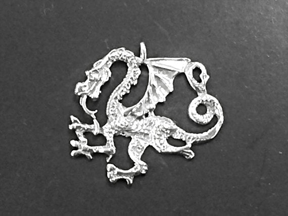 925 Sterling Silver Dragon Pendant,  27 mm x 26 mm - SP60 - BeadPrism