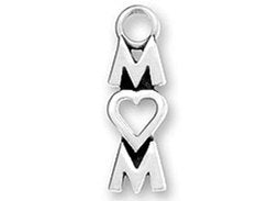 10 Pcs Mom Charm Sterling silver Heart Love for O Mothers Day Charm -SP913-10 - BeadPrism