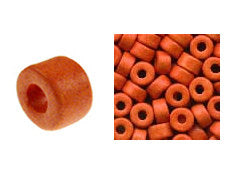 100 Mykonos Mini Tubes, 6mm X 4mm Orange Greek Ceramic Spacer Beads  (SKU#CT1#24) - BeadPrism