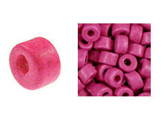 100 Mykonos Mini Tubes, 6mm X 4mm Bright Pink Greek Ceramic Spacer Beads  (SKU#CT1#20) - BeadPrism