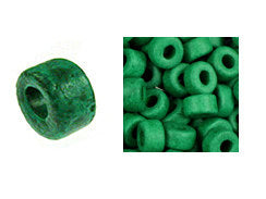 100 Mykonos Mini Tubes, 6mm X 4mm Bright Green Ceramic Spacer Beads  (SKU#CT1#31) - BeadPrism