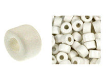 Load image into Gallery viewer, 100 Mykonos Mini Tubes, 6mm X 4mm White Greek Ceramic Spacer Beads  (SKU#CT1#03) - BeadPrism