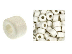 100 Mykonos Mini Tubes, 6mm X 4mm White Greek Ceramic Spacer Beads  (SKU#CT1#03) - BeadPrism
