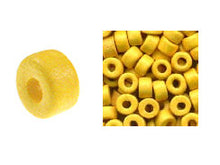 Load image into Gallery viewer, 100 Mykonos Mini Tubes, 6mm X 4mm Yellow Greek Ceramic Spacer Beads  (SKU# CT1#18) - BeadPrism