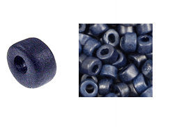 100 Mykonos Mini Tubes, 6mm X 4mm Navy Blue Ceramic Spacer Beads  (SKU#CT1#42) - BeadPrism