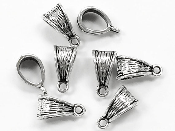 25 Pcs  Antique Silver Pewter Bail wholesale bulk (SKU# 131020) - BeadPrism