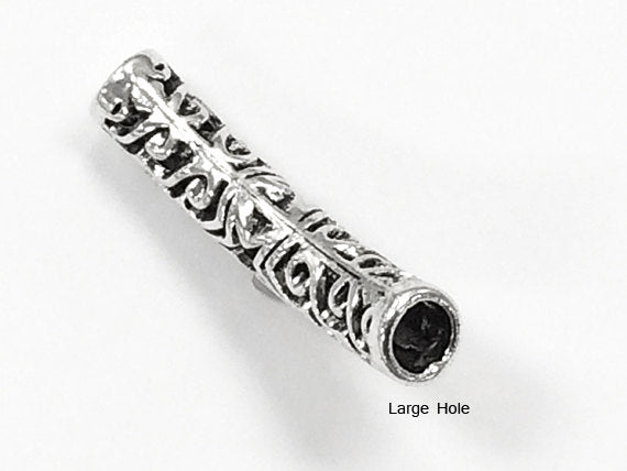Curved Tube 39mm Antique Silver pewter with large hole (SKU# 13023) - BeadPrism