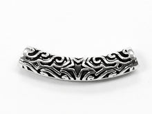 Load image into Gallery viewer, Curved Tube 39mm Antique Silver pewter with large hole (SKU# 13023) - BeadPrism